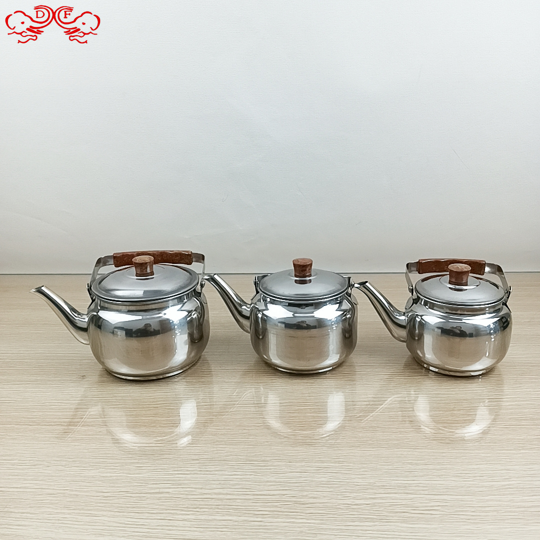DF99956 stainless steel non-magnetic lily water kettle, induction cooker kettle, teapot, household hand-rinsing kettle, retro water kettle three-piece set, DF TRADINGHOUSE