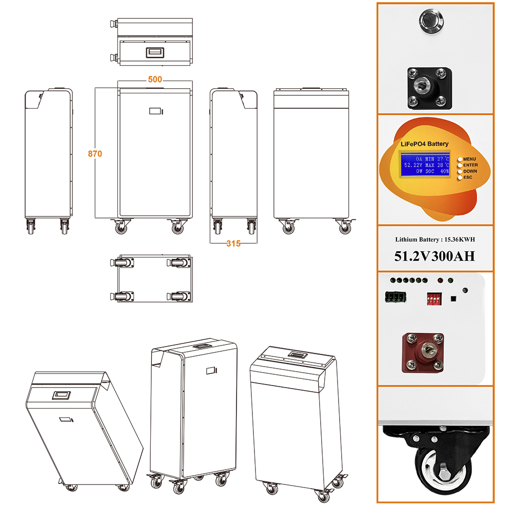 15kwh high-quality lithium battery cells, 15 KWH portable lithium battery with wheels, large lithium battery Specification image