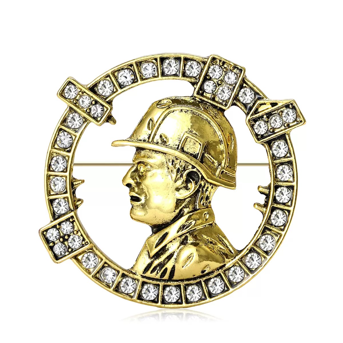 2025 Ziyang New Style Fashionable and Individual alloy rhinestone Male Architectural Engineer Badge brooch Item Picture