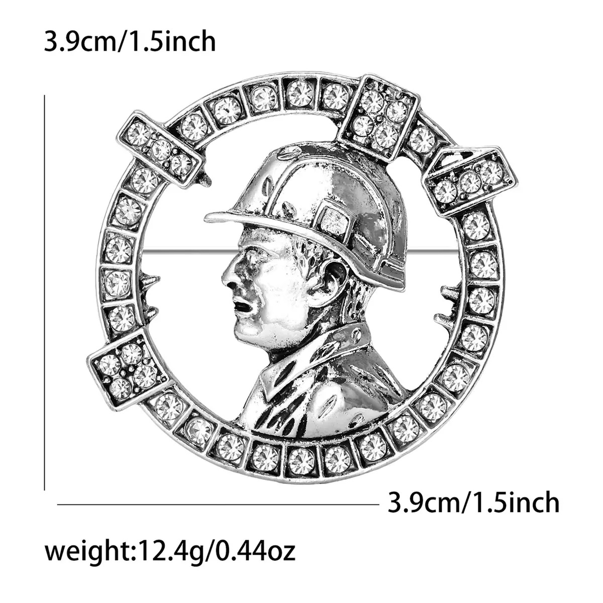 2025 Ziyang New Style Fashionable and Individual alloy rhinestone Male Architectural Engineer Badge brooch details Picture