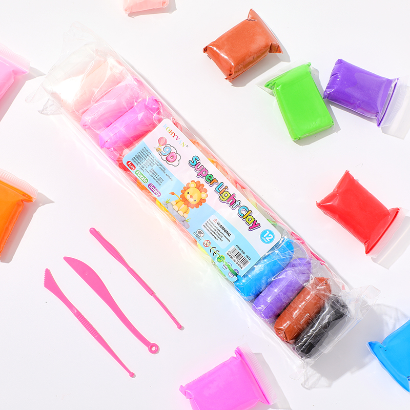 Factory wholesale 12-color bagged ultra-light clay toys, colored clay, space clay, plasticine, children's DIY clay (price negotiable) Item Picture