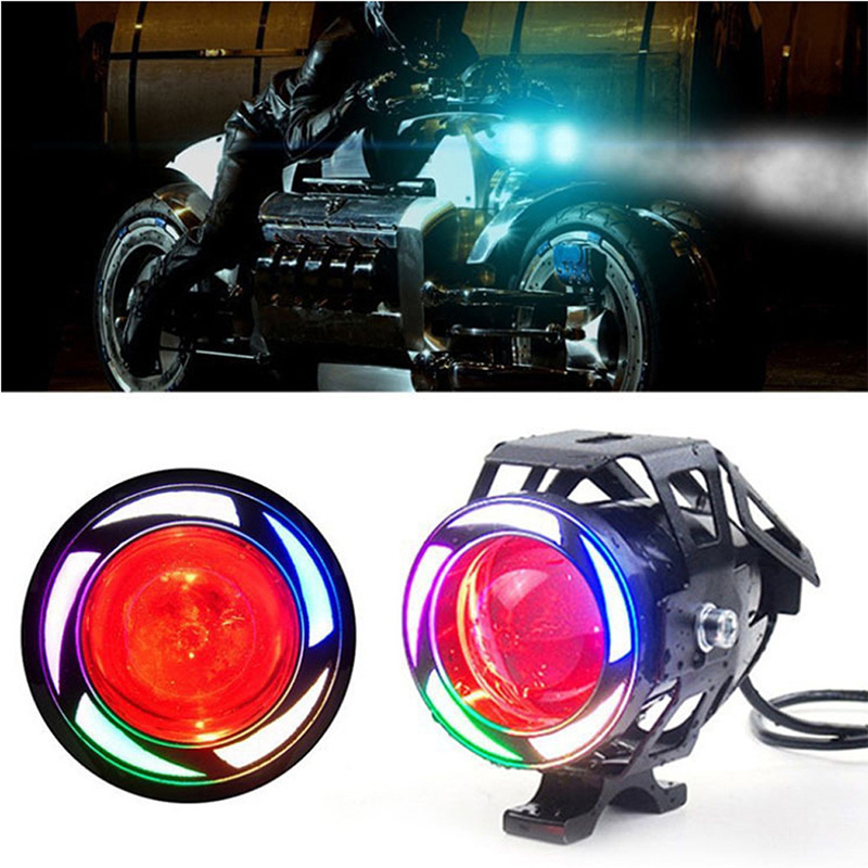 Motorcycle headlights LED external explosion flash angel demon eyes electric vehicle universal light laser gun U7 multicolor spotlights details Picture