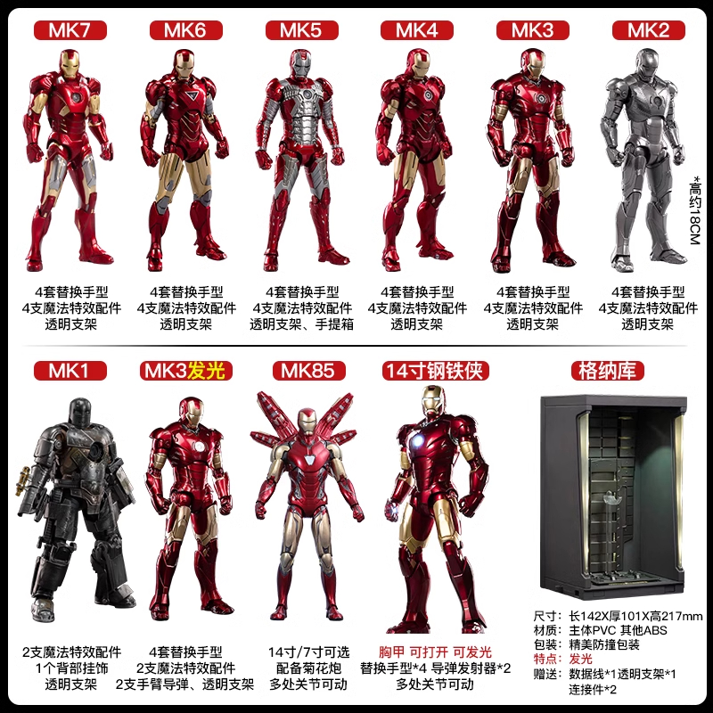 正版中动漫威钢铁侠MK42马克42手办玩具可动模型摆件机器人礼盒装详情4