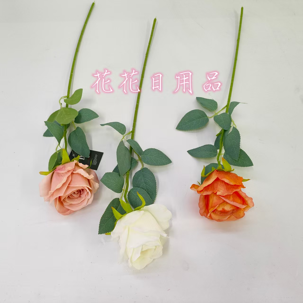 Artificial flower fake flower bonsai single rolled edge rose wall hanging vase and other decorations Specification drawing