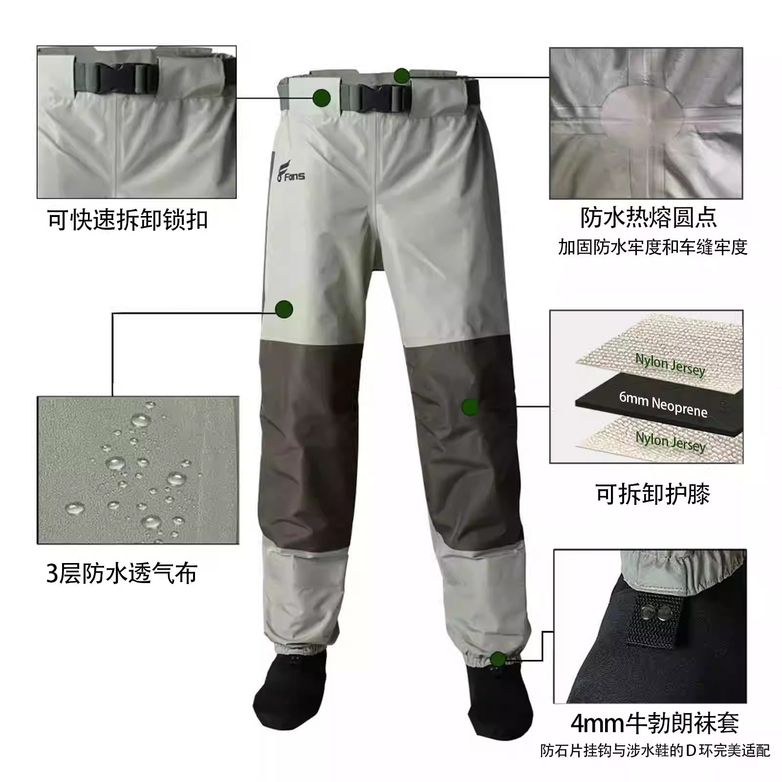Outdoor Lure fishing waistband waterproof fishing suit breathable flying fishing wading waistband casual loose fishing sportswear details Picture