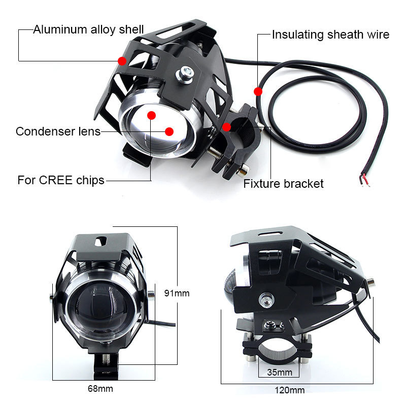 General motorcycle LED headlights off-road vehicle electric U5mini Transformer laser cannon general external lights Specification drawing
