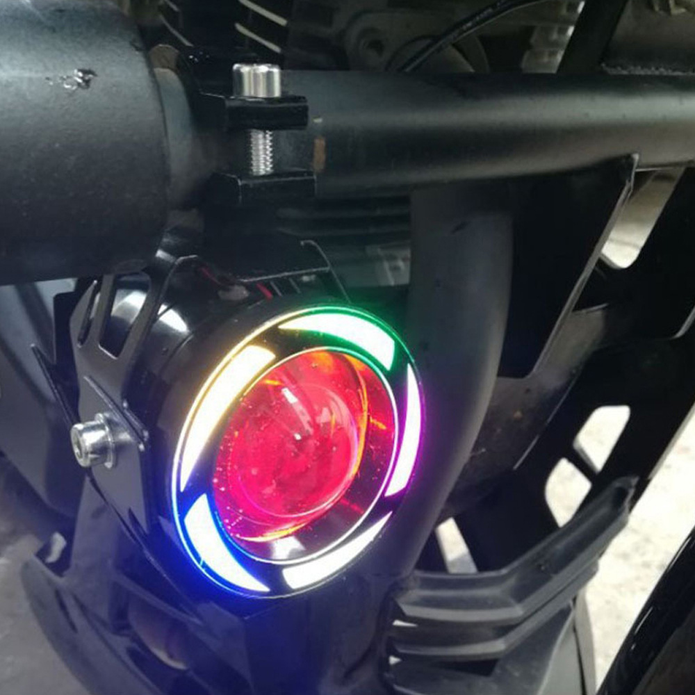 Motorcycle headlights LED external explosion flash angel demon eyes electric vehicle universal light laser gun U7 multicolor spotlights Specification drawing