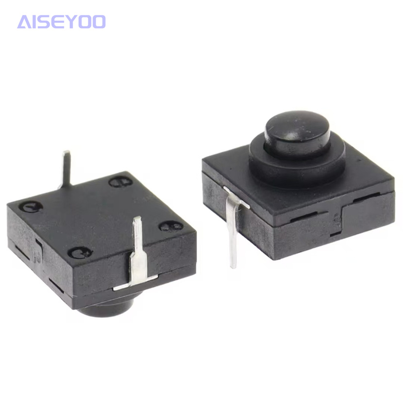Flashlight button switch 12*12*9.4MM ultra-thin switch, one on and one off 2-pin self-locking button switch Item Picture