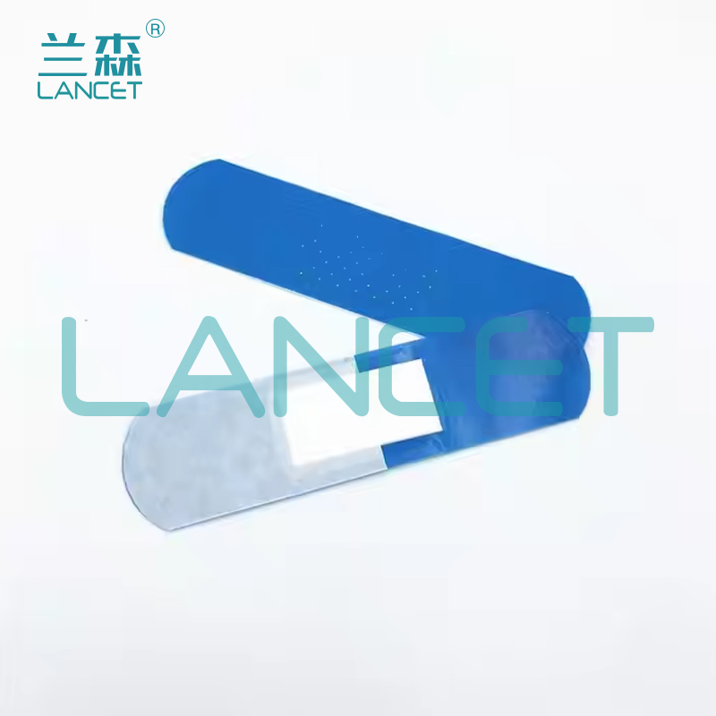 蓝色创口贴彩色吸水垫防水贴止血医用防水透气first-aid bandage细节图