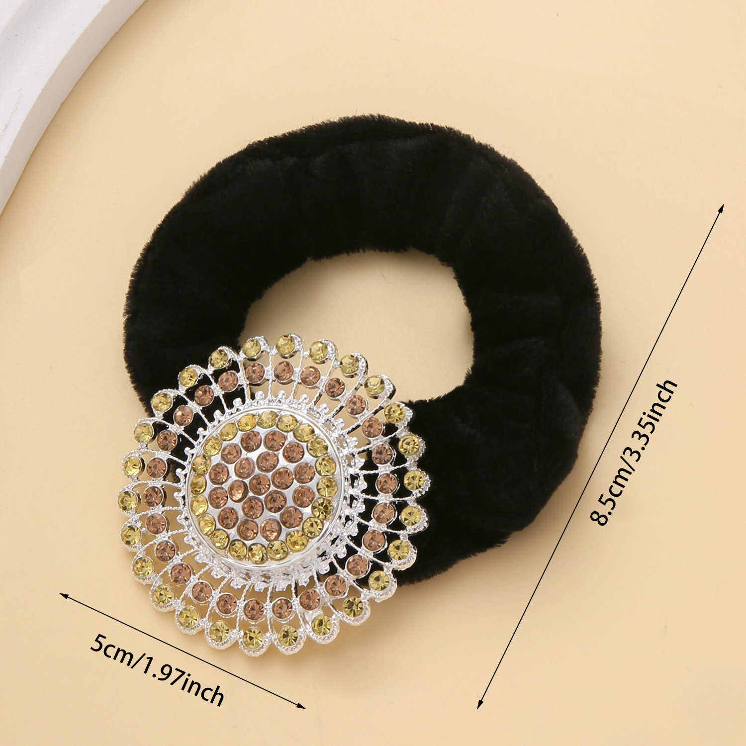 Large intestine circle, hair circle, hair tie, hair accessory, hair tie, alloy accessory, rhinestone accessory, simple and elegant round accessory Specification image