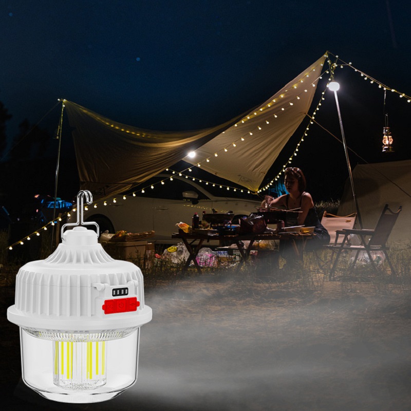 Outdoor camping lights, solar rechargeable bulbs, night market stall lighting lights, portable camping lights for the wild, household power outage emergency lights, rainproof rechargeable emergency lights, camping lights Application Scenario