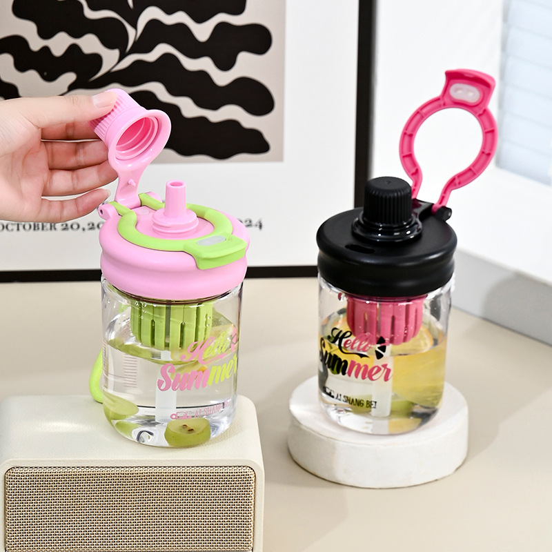 B70-9263新款高颜值耐高温双饮便携带茶隔茶水分离水杯泡茶杯产品图