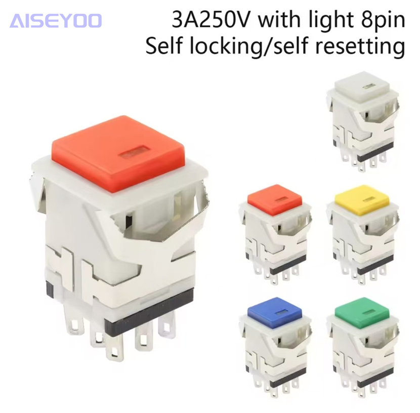KD2-24 square push-button switch, no light, no lock 21, self-locking with light, 68-pin reset touch key switch details Picture