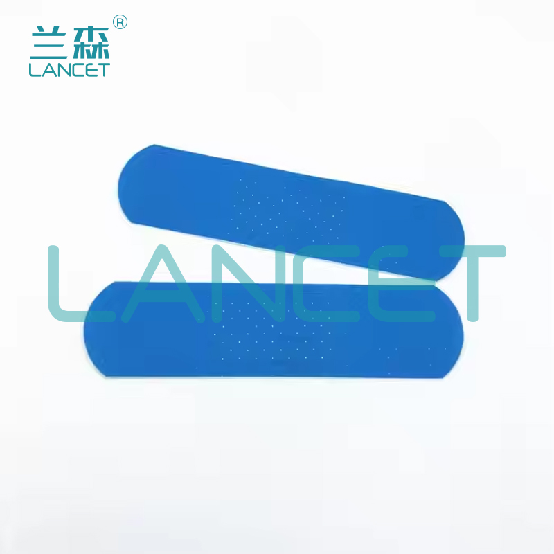 蓝色创口贴彩色吸水垫防水贴止血医用防水透气first-aid bandage产品图