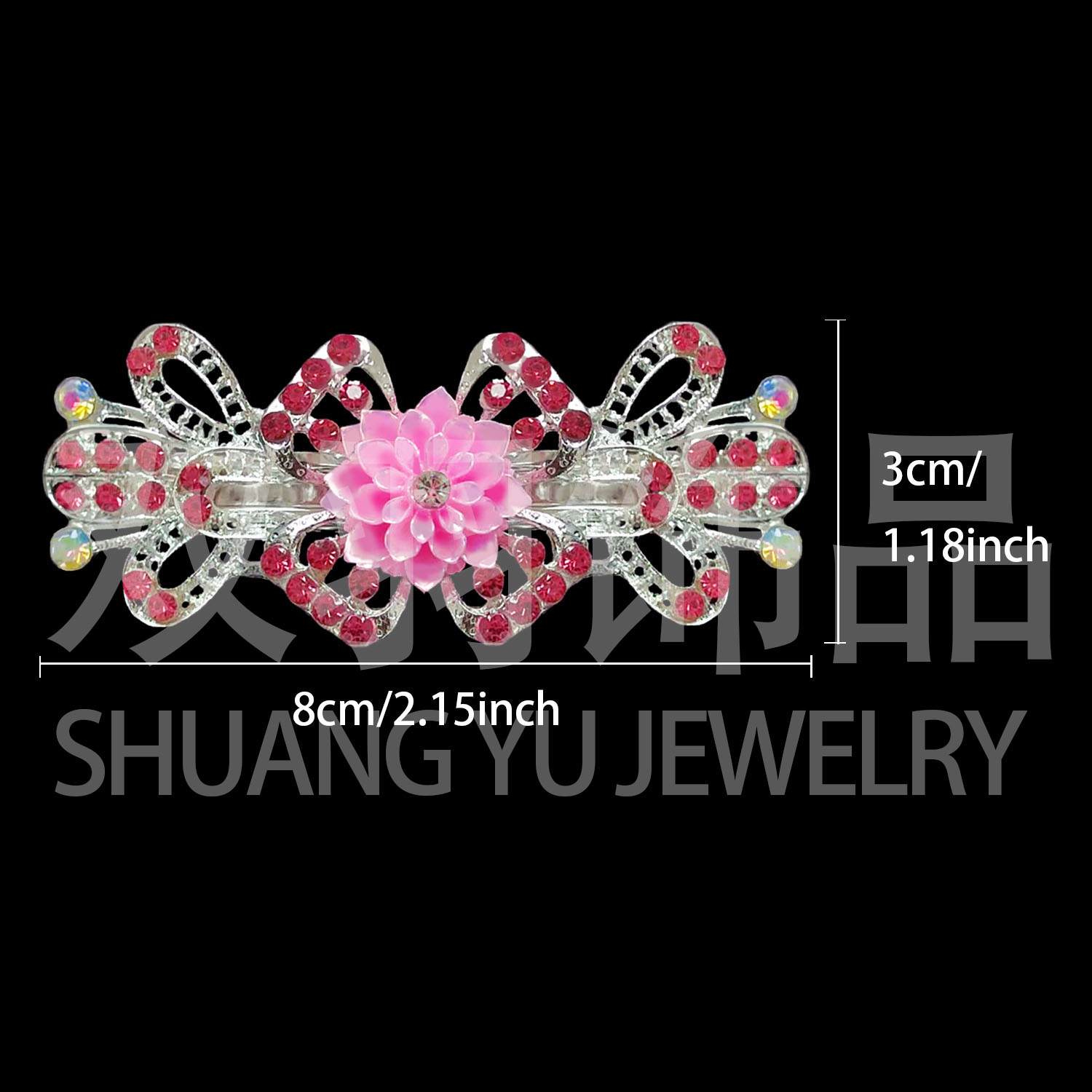 水晶发夹盘发器大花朵新款发饰 欧美爆款首饰发夹头饰发饰合金发夹 水钻发夹 Item Picture