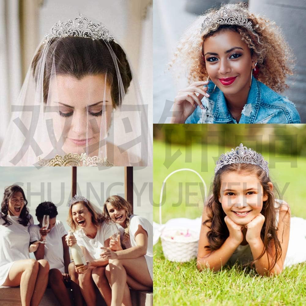 Water diamond crown Korean-style accessories, fashionable and trendy ladies' accessories, bride's crown fashionable accessories, headbands, wedding accessories, bride's head crown fashionable accessories Item Picture