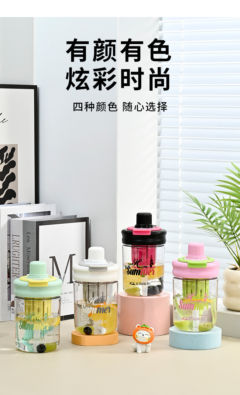 B70-9263新款高颜值耐高温双饮便携带茶隔茶水分离水杯泡茶杯详情图2