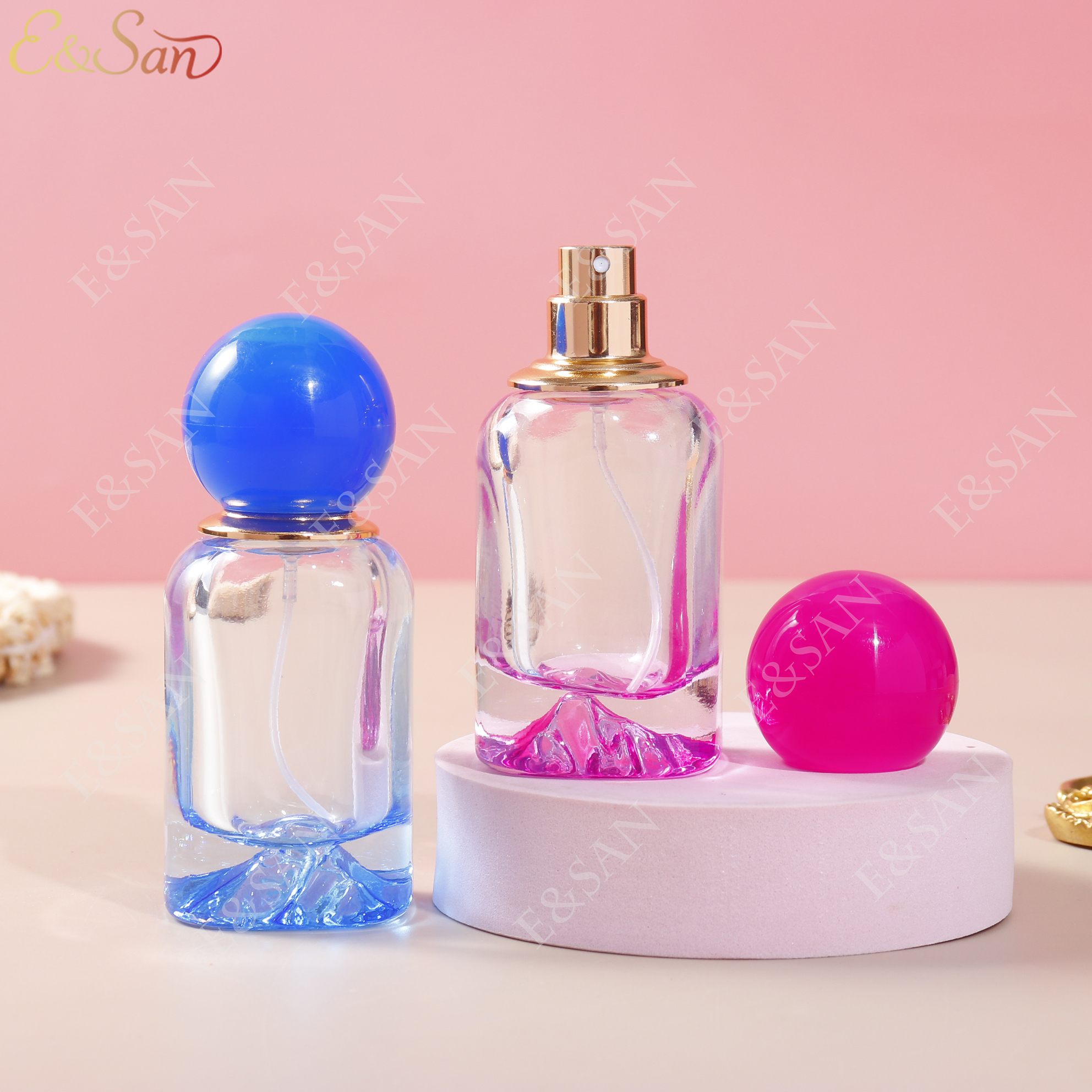 PT810C-30MLL Color Volcano Bottom perfume bottle in stock, glass bottle perfume cover Specification drawing