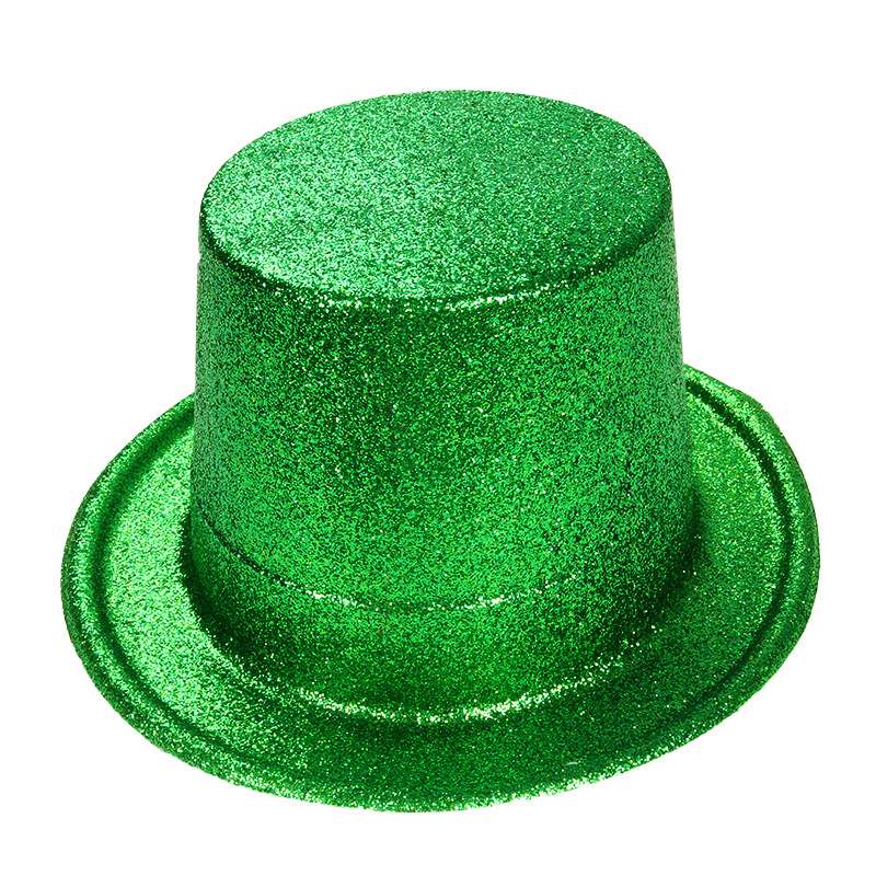 跨境爱尔兰节装饰帽子圣帕特里克节绿色高帽节日派对装扮道具帽子 
