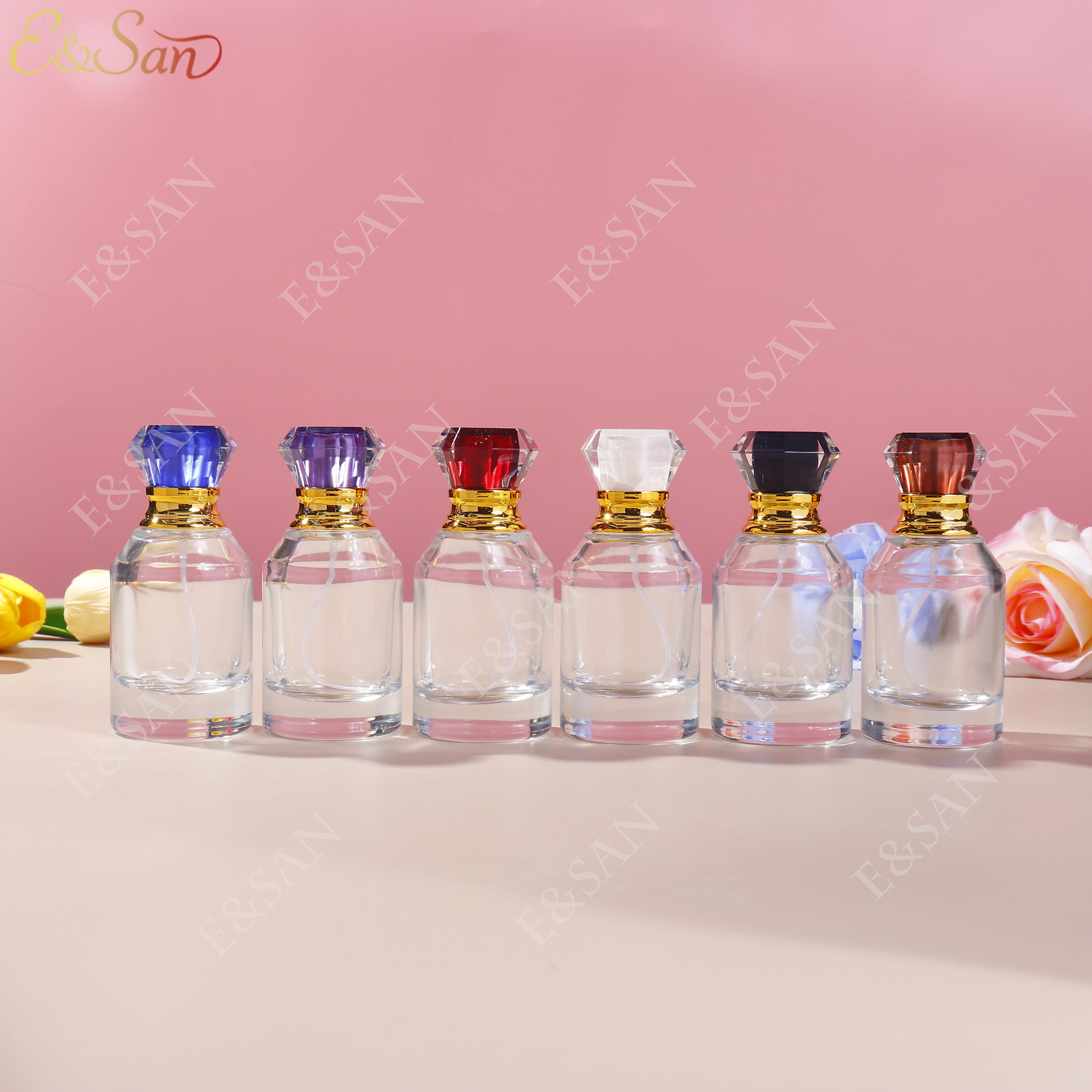 PT1501-50ML彩色/透明香水瓶订制，玻璃瓶香水盖玻璃瓶香水盖带塞玻璃瓶玻璃杯杯子diy塑料许愿空瓶