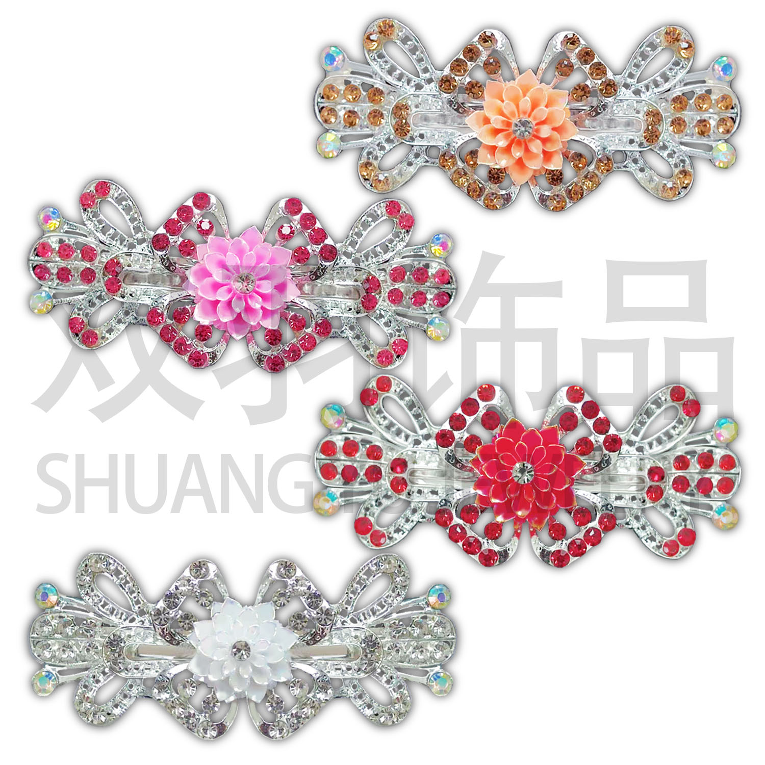 水晶发夹盘发器大花朵新款发饰  欧美爆款首饰发夹头饰发饰合金发夹 水钻发夹 