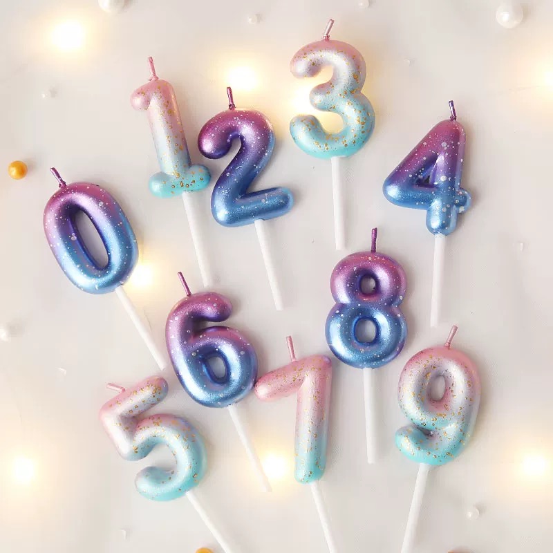 生日数字蜡烛0到9皇冠形状ins风 复古风派对主题红 黄 金 银 蓝彩虹 渐变等等 热门摆件元素