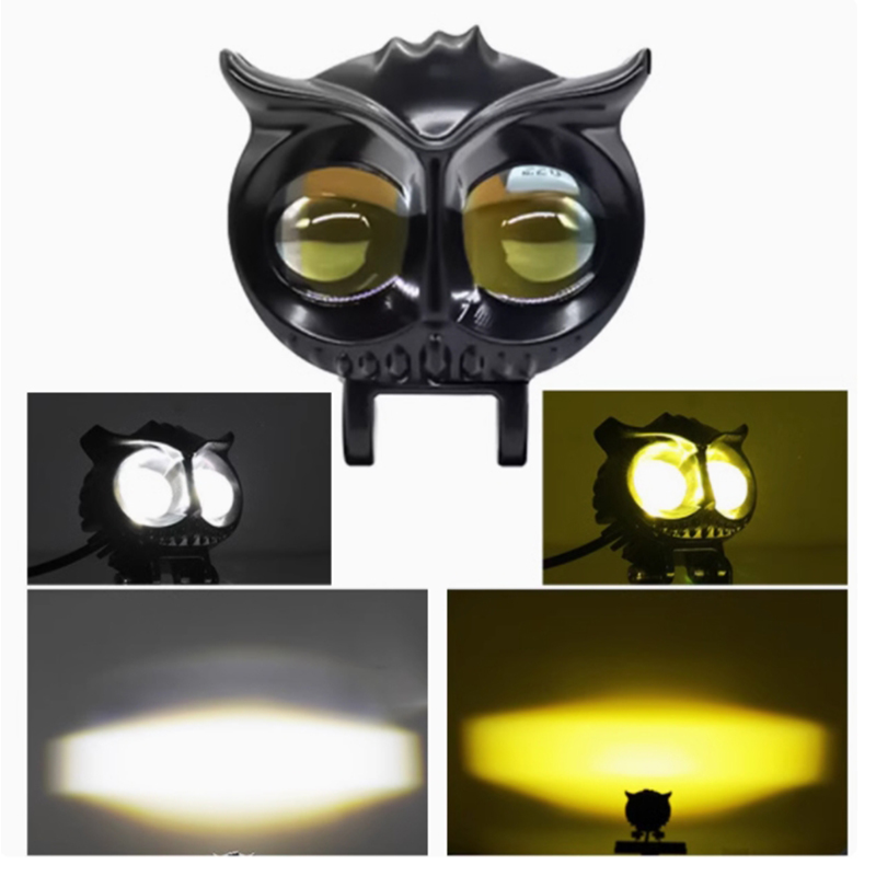 LED motorcycle colorful owl tiger head spotlights near and far light front headlights external electric motorcycle full figure