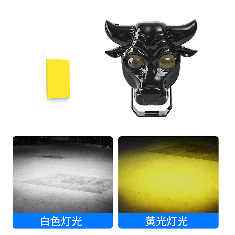 LED motorcycle multicolor bull head spotlights skull lights near and far light front headlights external general electric motorcycle lights Specification drawing