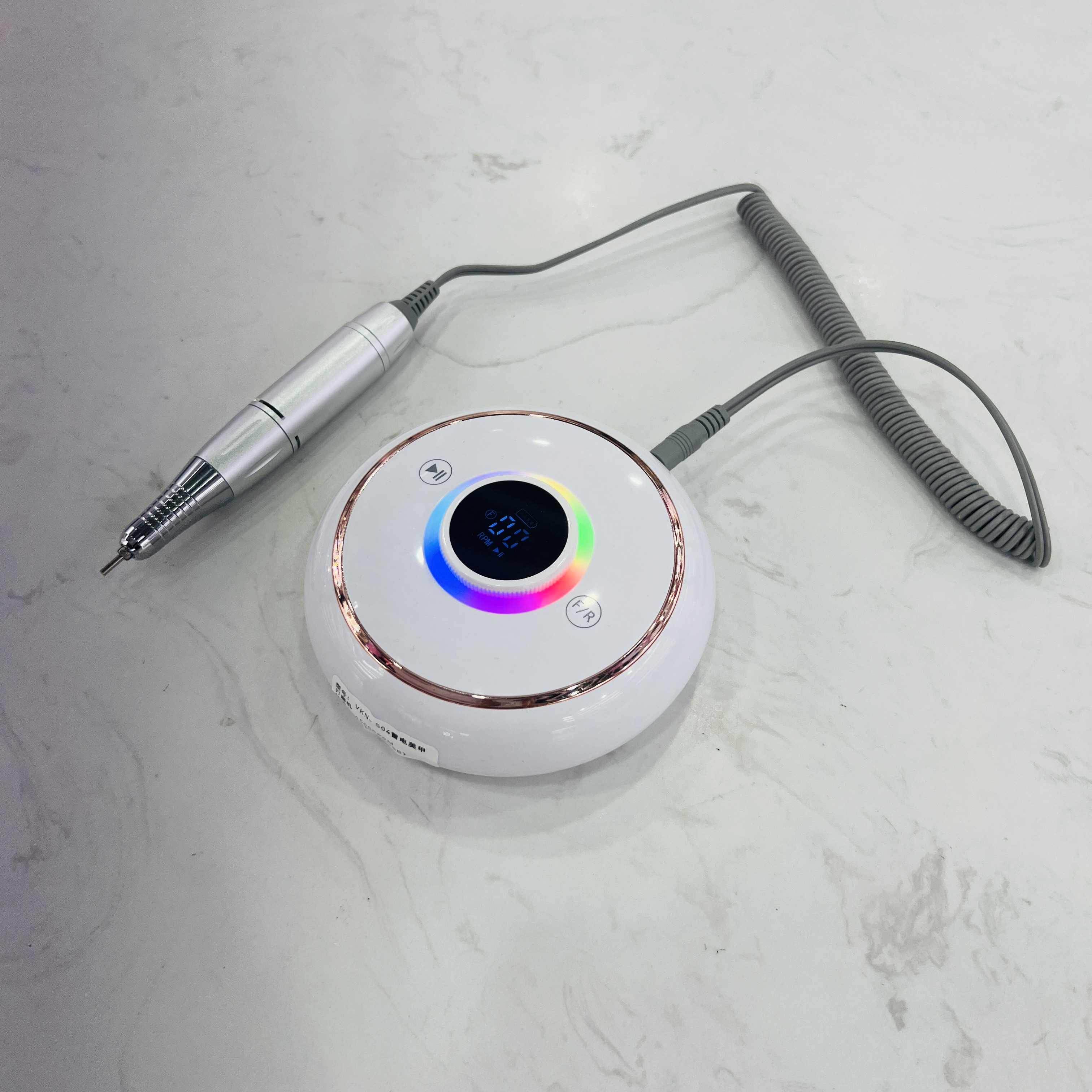The 2025 new model of battery-powered nail polish machine with RGB lighting and 45,000 RPM for nail polishing and grinding details Picture