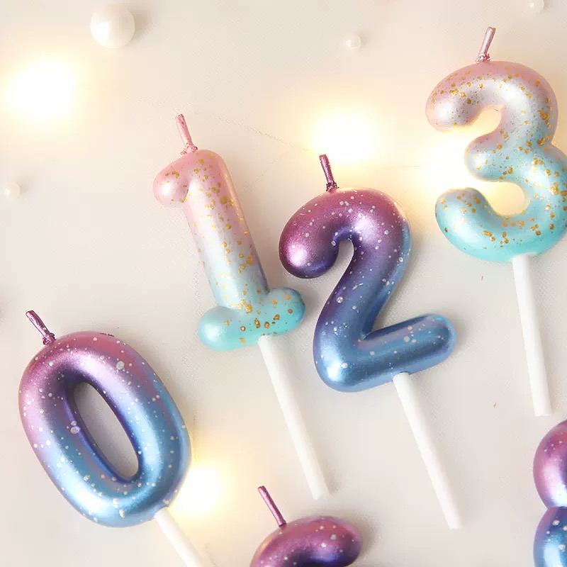 Birthday number candles from 0 to 9, crown shape, ins style, retro style, theme red, yellow, gold, silver, blue, rainbow gradient and other popular decorative elements pic 3