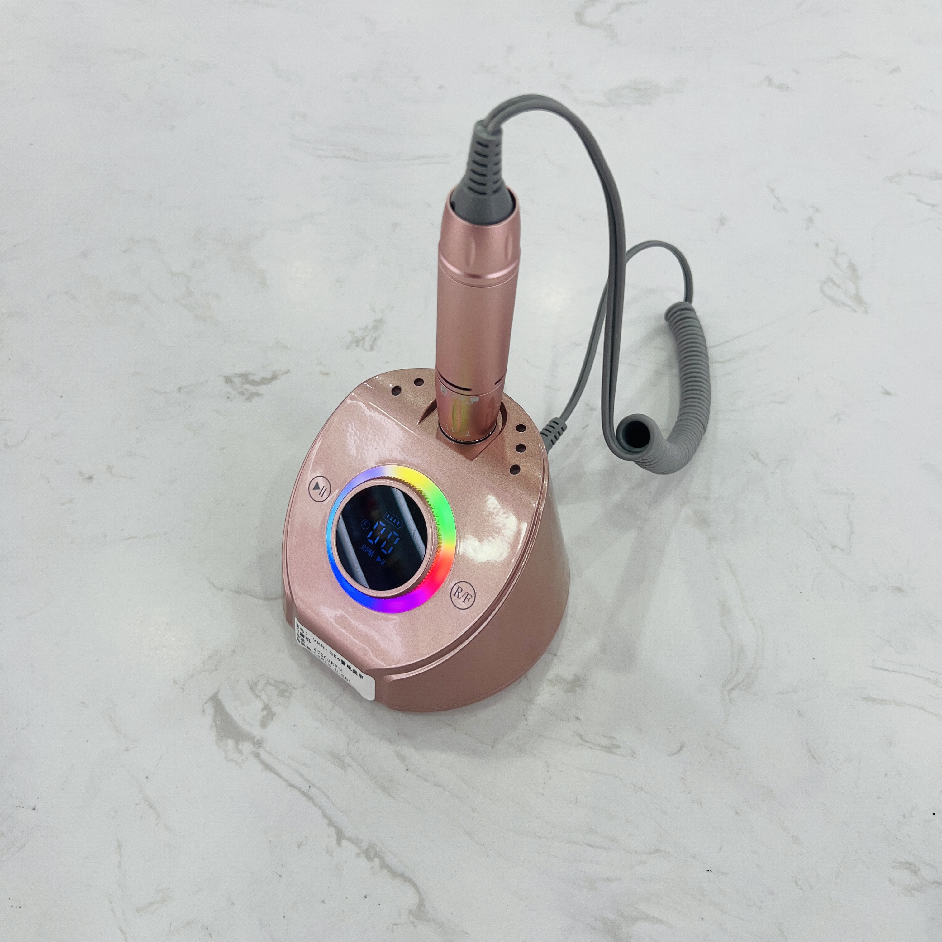The 2025 new model of battery-powered nail polish machine with RGB lighting and 45,000 RPM for nail polishing details Picture