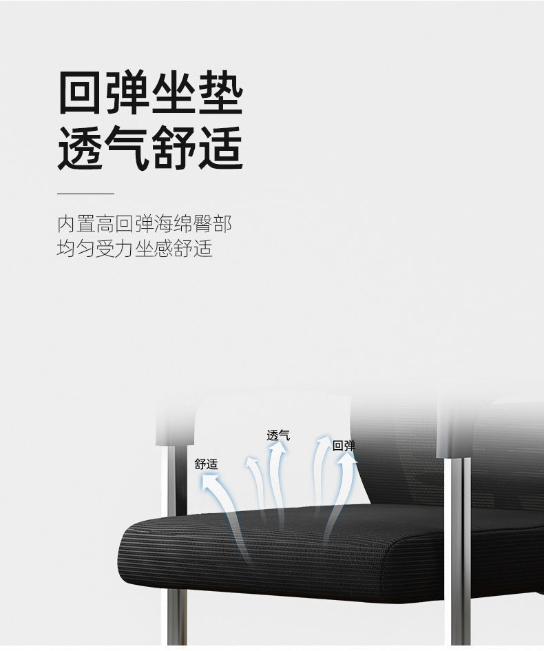 电脑椅子办公椅会议室职员椅带扶手网布透气弓形麻将椅老板靠背椅详情7