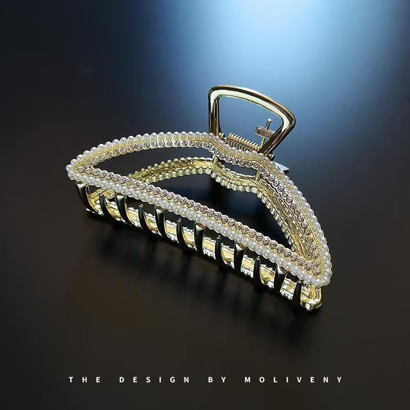 抓夹女后脑勺发夹网红2025年款式发夹子头饰夏季鲨鱼夹珍珠发卡抓夹详情图5