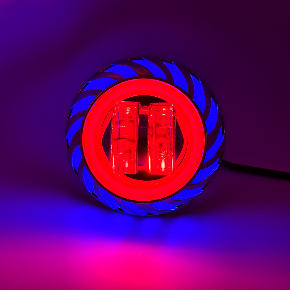 Motorcycle electric vehicle general LED angel eyes demon eye light super bright yellow and white flash headlights built-in spotlights details Picture