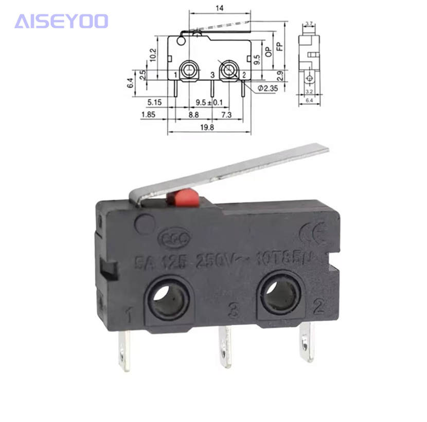 KW12 small micro switch, two-pin and three-pin, handle, pulley, handless travel limit switch 5A, 125V, 250V pic 4