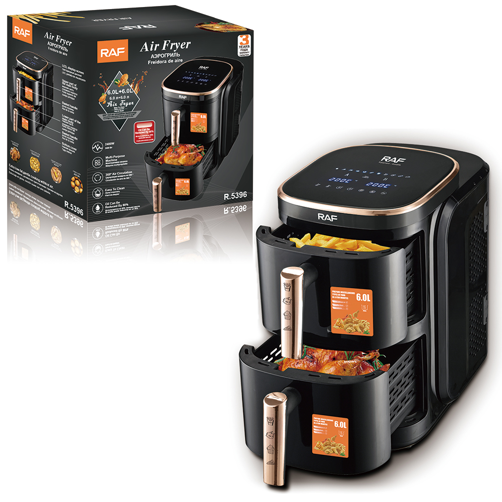 RAF European regulation double air electric frying 6L+6L large capacity pot household multi-functional intelligent oil-free smokeless electric fryer details Picture