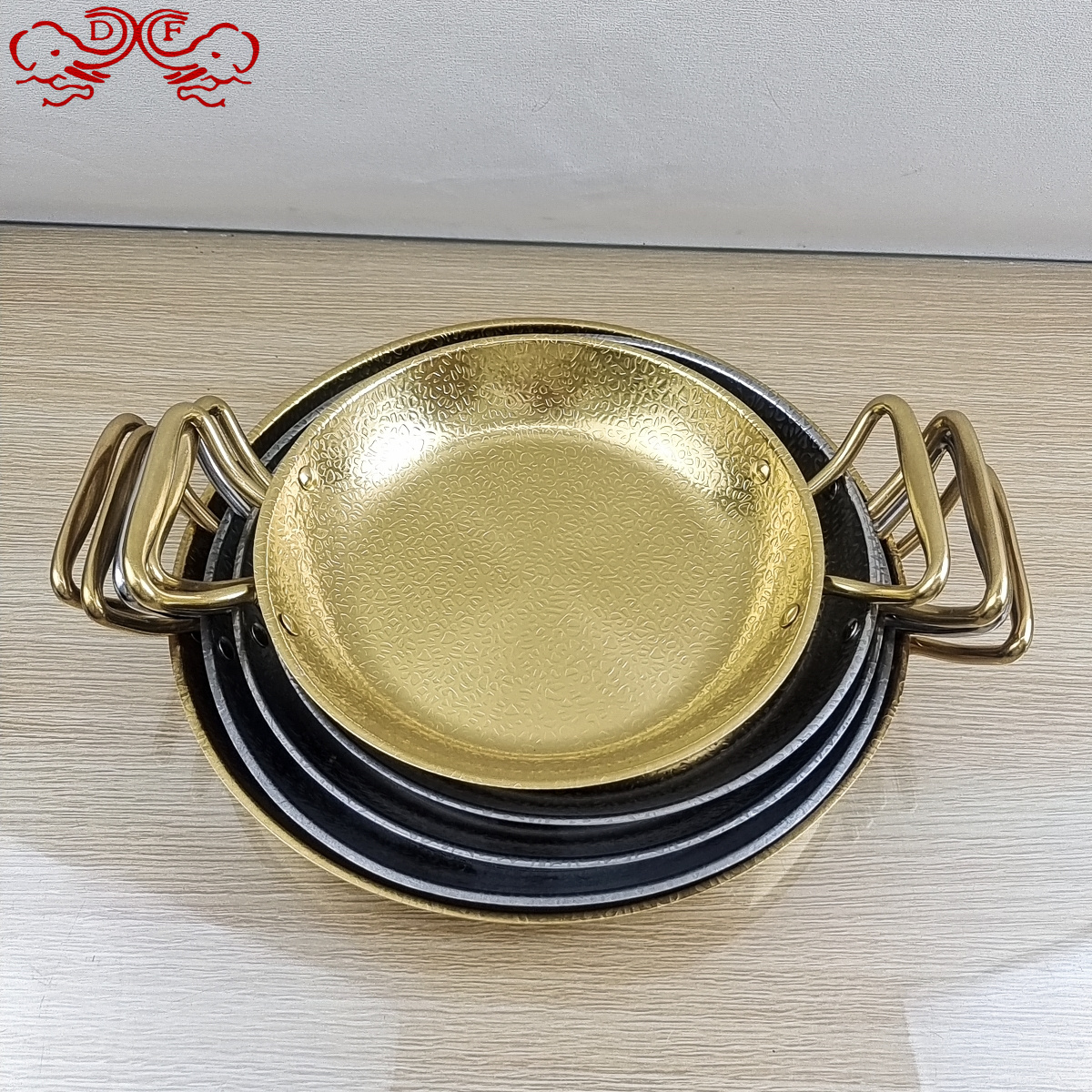 DF688881不锈钢西班牙海鲜饭锅龙虾盘韩式炸鸡火锅双耳平底DF TRADING HOUSE