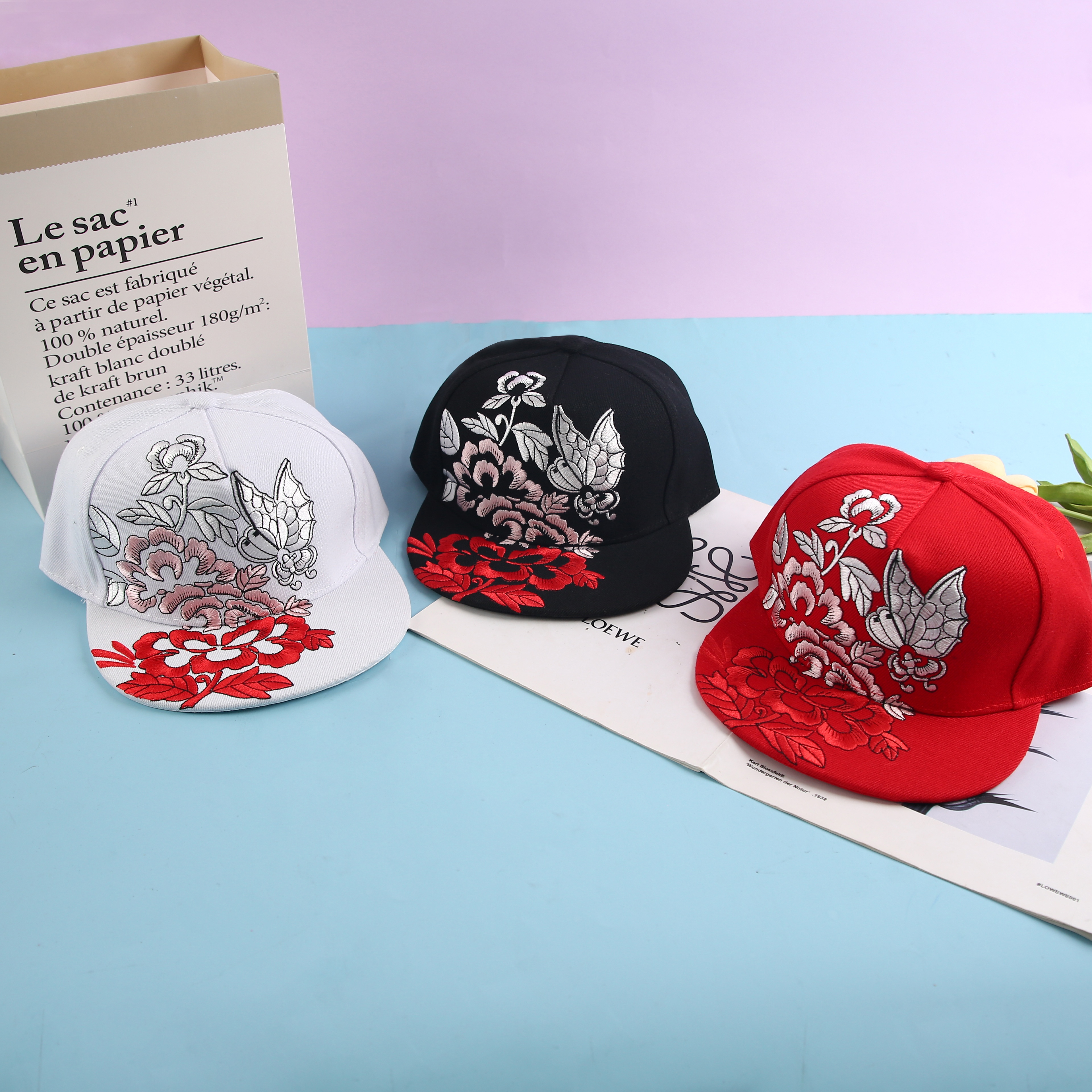 The lightweight and breathable flower-butterfly sunshade and sun protection cap with a national trend and ethnic style is a must-have for summer outdoor sports details Picture