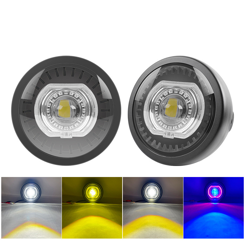 5.75 "motorcycle universal headlights assembly lens LED spotlights Angel eye Circle retro demon eye headlights full figure