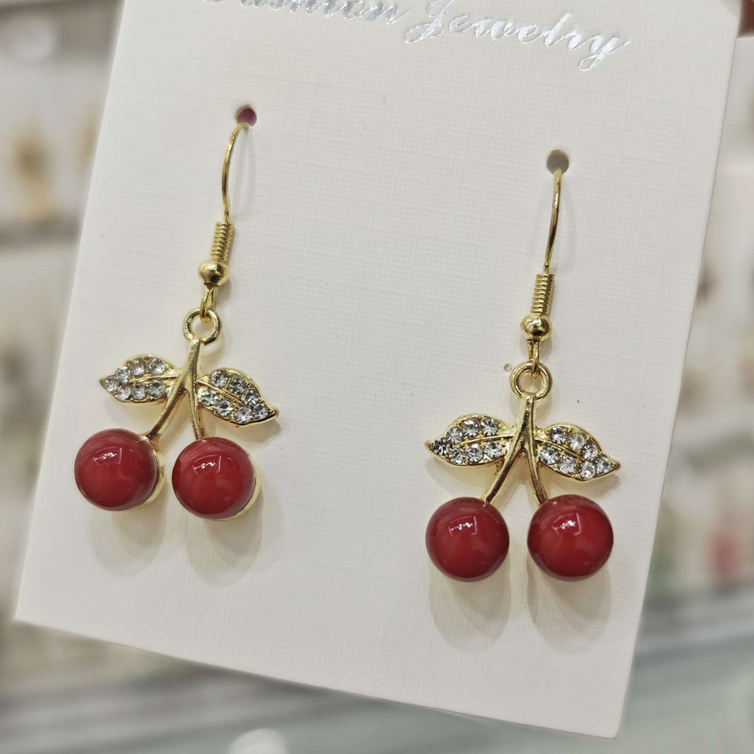 跨境外贸樱桃立体水果耳环百搭女士气质可爱耳饰时尚饰品