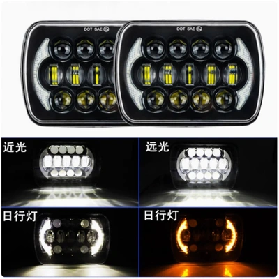 General motorcycle headlights square seven inch LED daily running light two-color aperture 5 beads 7 inch square headlights thumbnail
