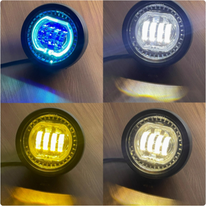 5.75 "motorcycle universal headlights assembly lens LED spotlights Angel eye Circle retro demon eye headlights details Picture