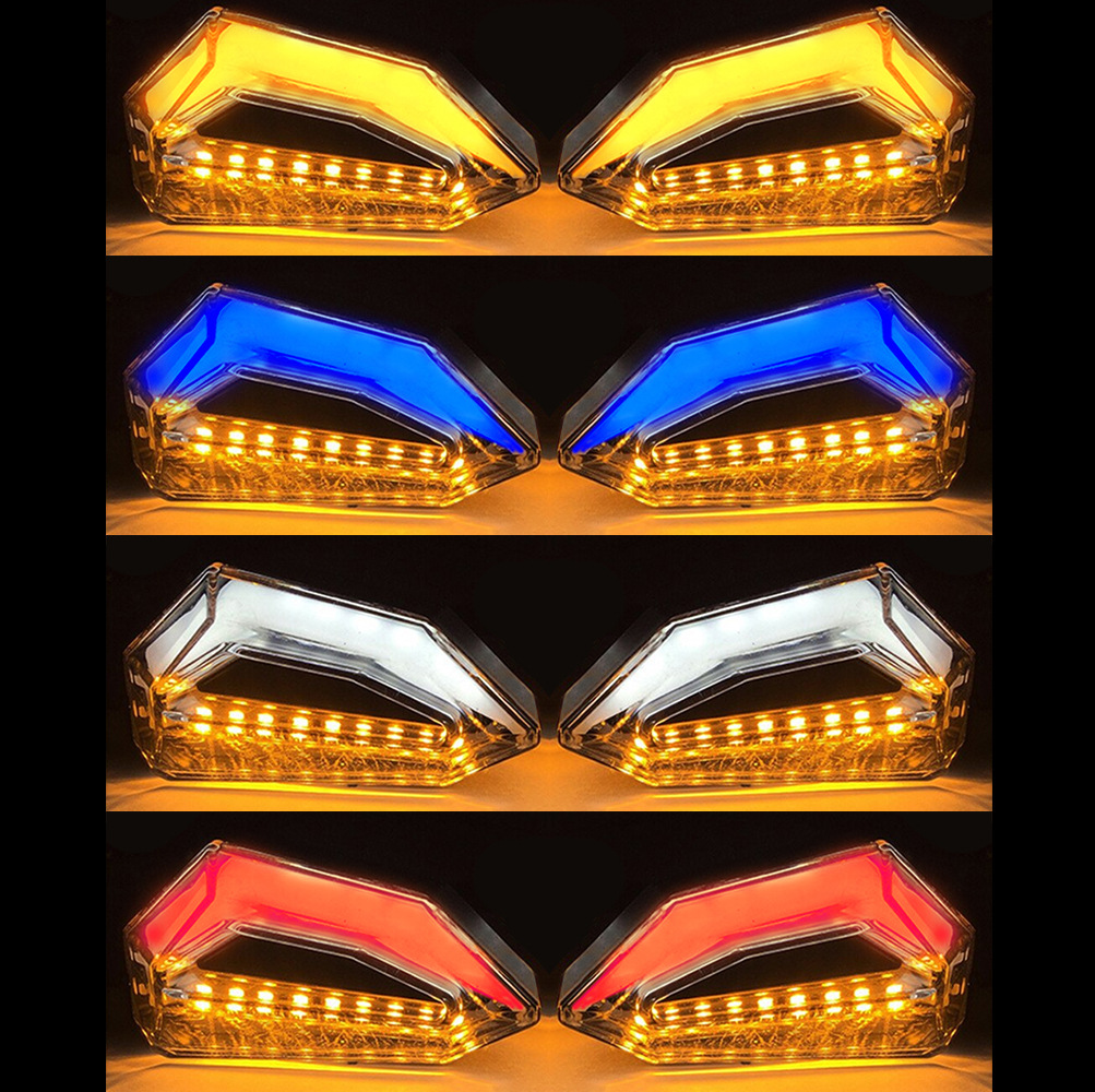 Motorcycle turn signal LED day running light General purpose signal light double color Blue yellow red white 12V turning water light details Picture