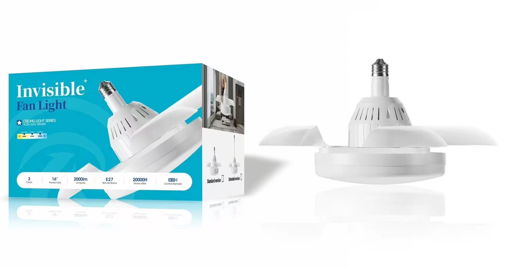 跨境新款螺口风扇灯隐形风扇灯LED灯餐厅卧室