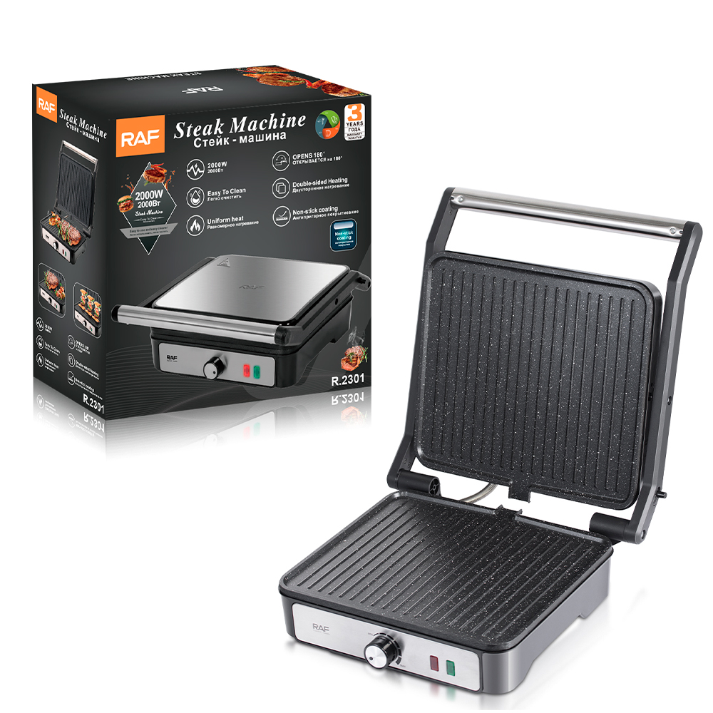 RAF European rules household smoke-free double-side fried steak machine Iron plate barbecue sausage barbecue machine sandwich machine breakfast machine details Picture