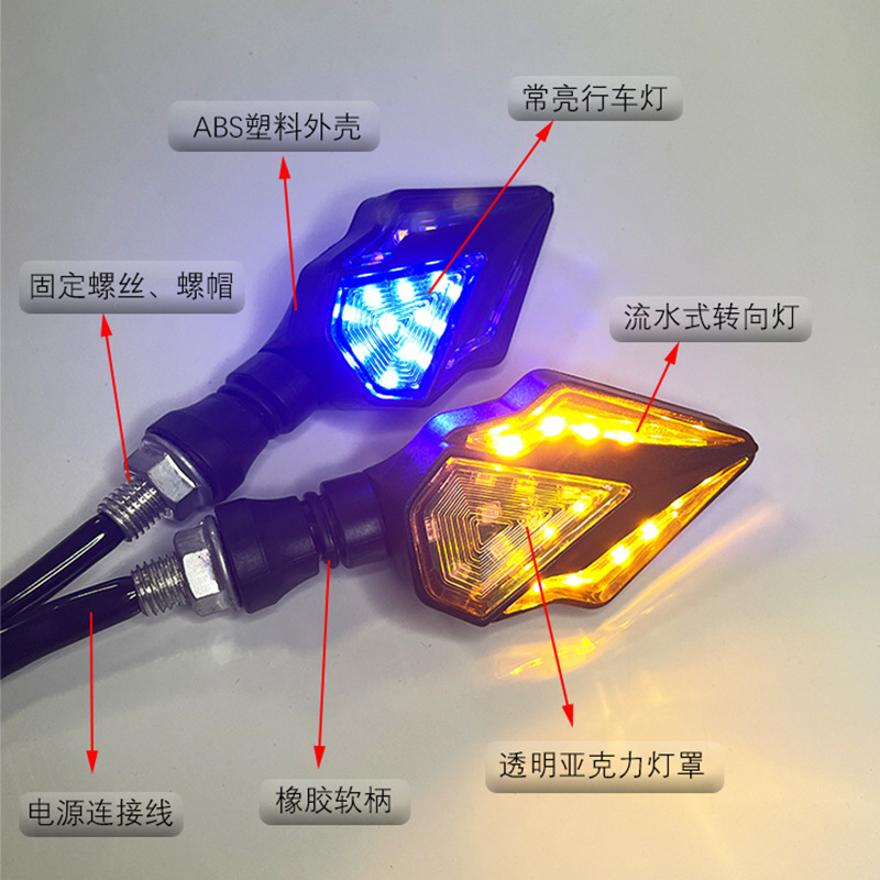 Motorcycle electric car general accessories LED water turn signal turn light off-road vehicle horizon street running lights details Picture