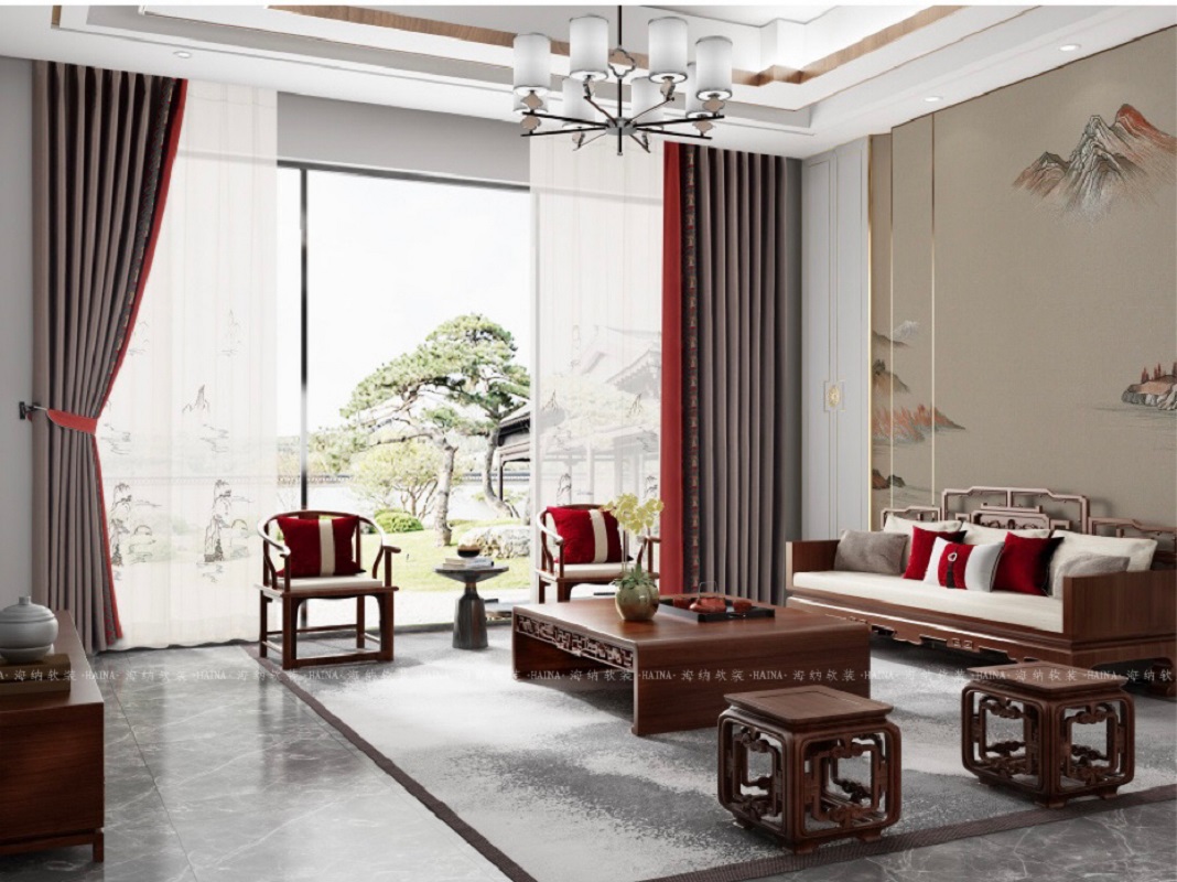 New type of auspicious blackout curtains with Chinese trend style, direct sales from the manufacturer with big discounts, Model 03