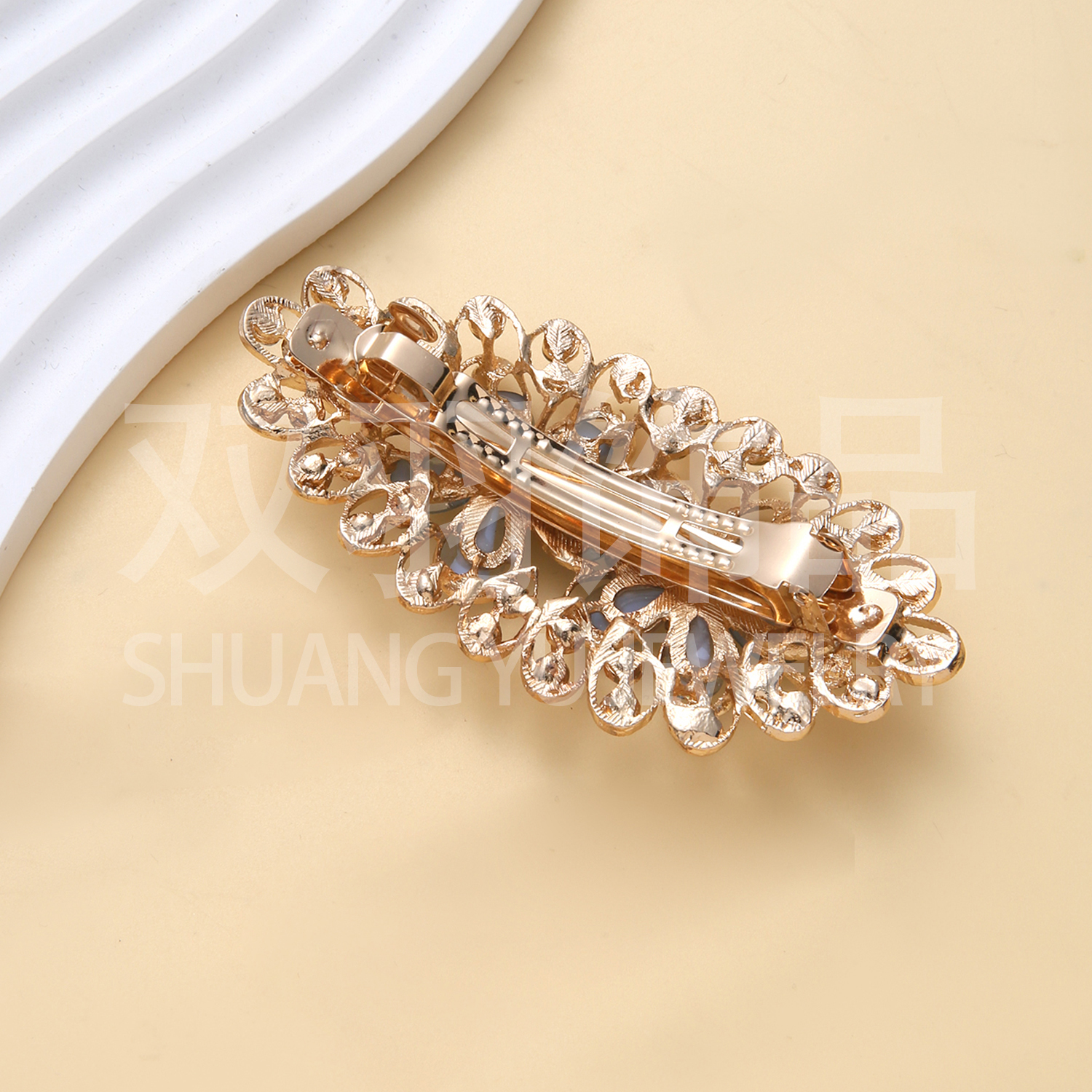 Crystal hair clips, hair curlers, large flowers, new hair accessories, European and American best-selling jewelry, hair clips, headwear, hair accessories, alloy hair clips, rhinestone hair clips, alloy hair accessories details Picture