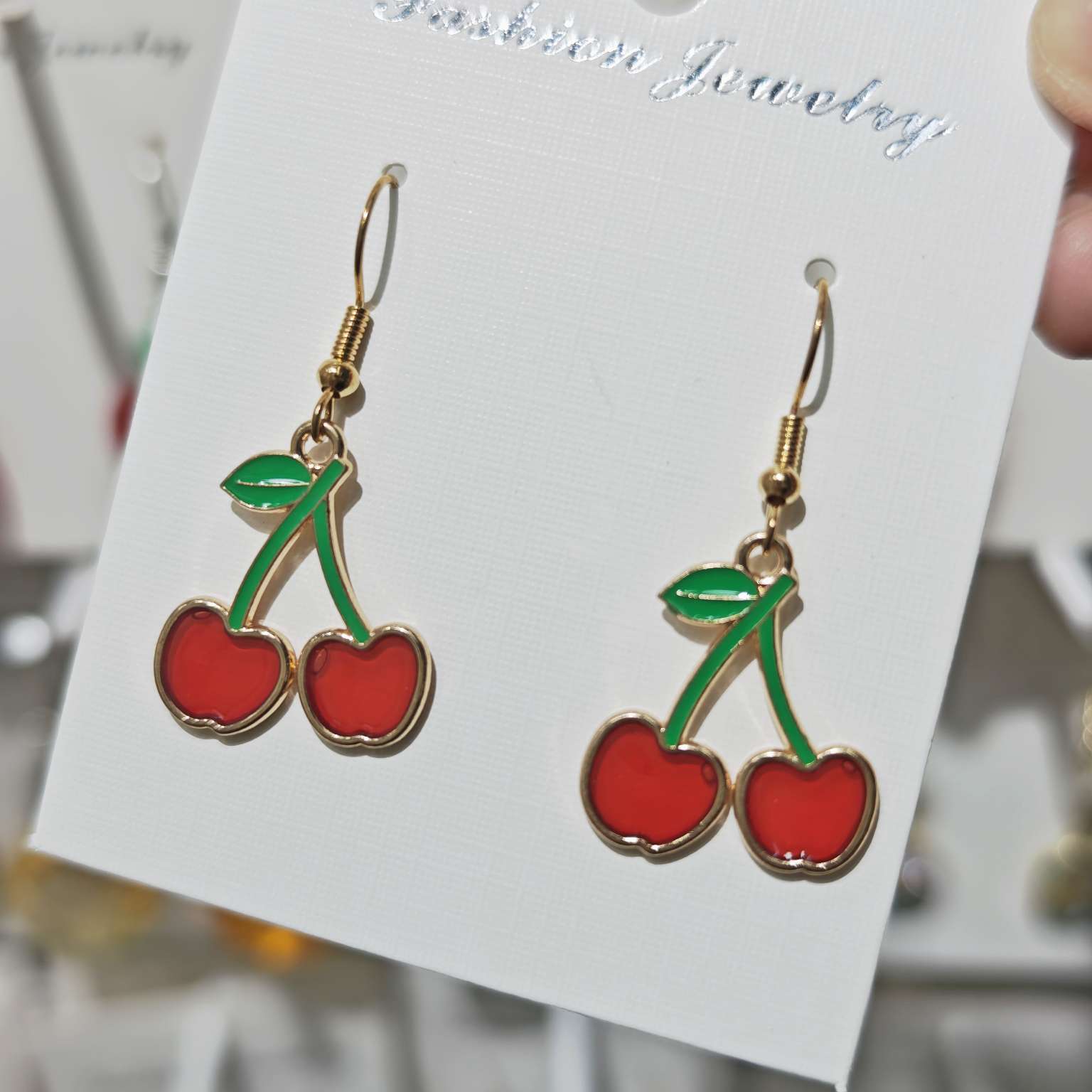 跨境外贸樱桃合金耳环百搭水果系列耳饰女士个性时尚饰品