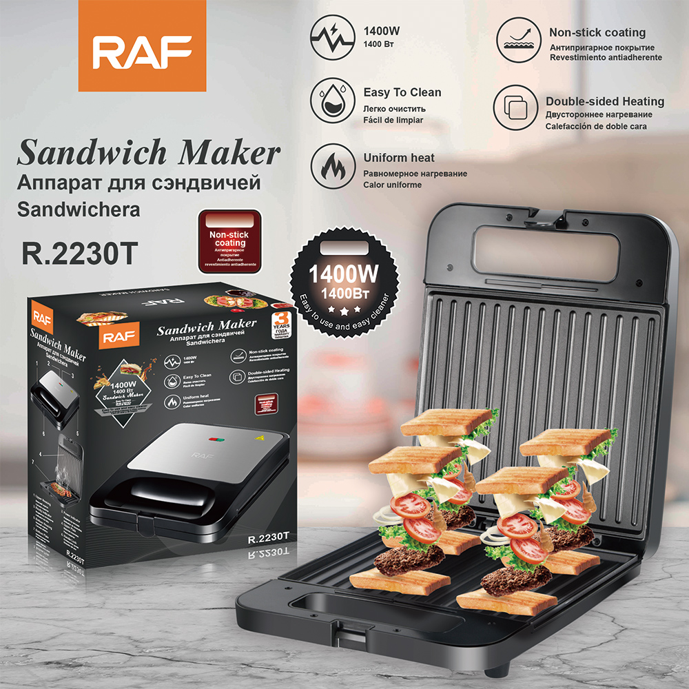 RAF European rules cross-border home breakfast machine stripe cake machine waffle machine automatic double-sided heating electric baking pan full figure